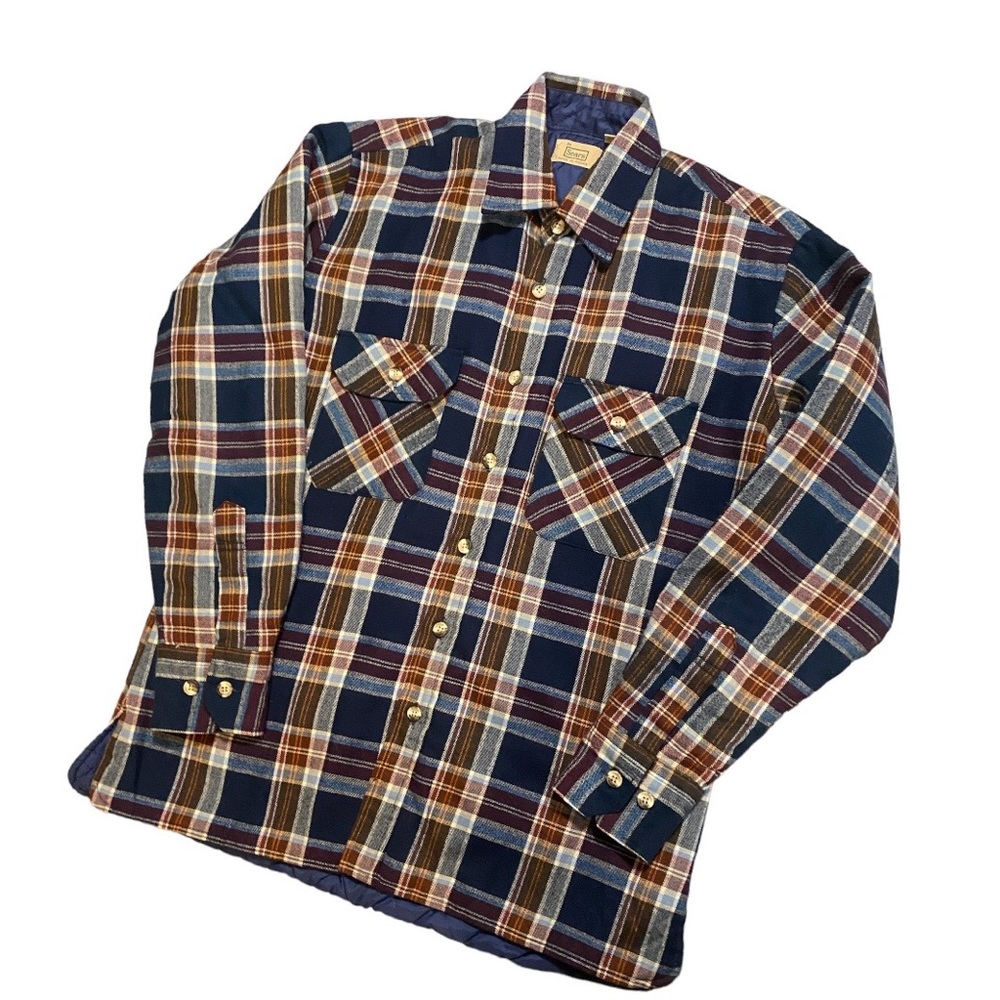 Vintage 70s insulated plaid Sears sportswear lined fleece jacket